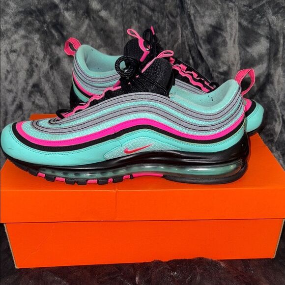Nike Air Max 97 Men's Shoes - Aqua and Fuchsia - Picture 5 of 7